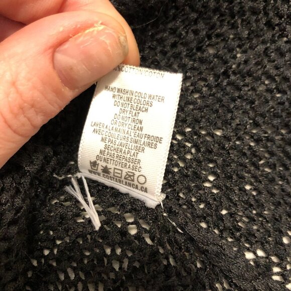 Y2K Costa Blanca Sleeveless Open Front Cardigan Sweater Vest Long Black Small - Picture 9 of 12